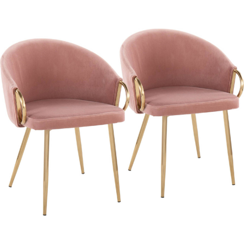 Claire Dining Accent Chair in Gold & Blush Velvet (Set of 2)